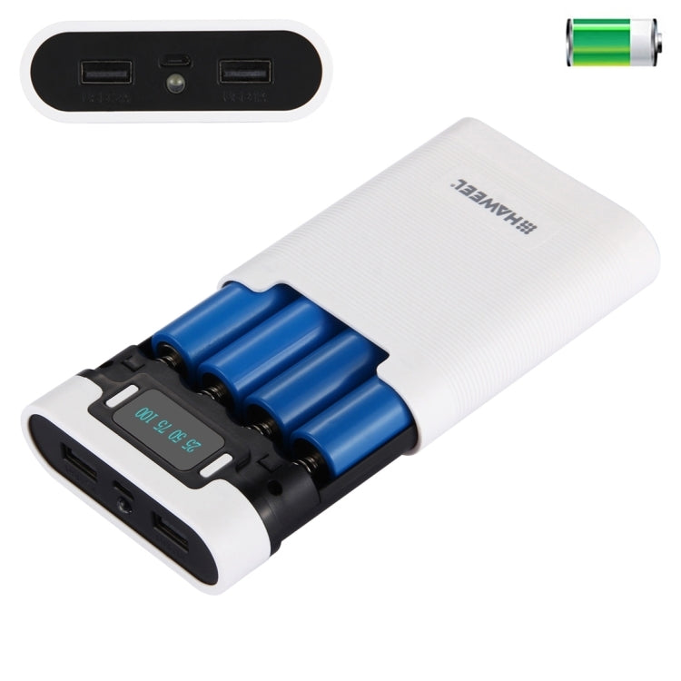 HAWEEL DIY 4 x 18650 Battery (Not Included) 10000mAh Power Bank Shell Box with 2 x USB Output & Display for iPhone, Galaxy, Sony, HTC, Google, Huawei, Xiaomi, Lenovo and other Smartphones, DIY 4 x 18650 10000mAh Battery (US)