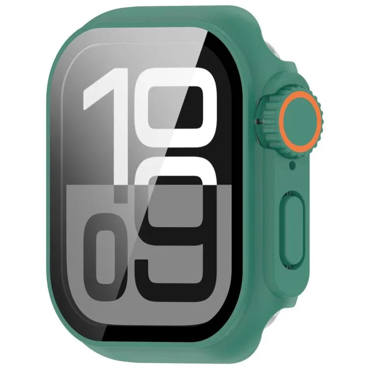 Change to Ultra 49mm Tempered Film Integrated PC Button Watch Case, For Apple Watch Series 6 / 5 / 4 & SE 44mm, For Apple Watch Series 6 / 5 / 4 & SE 40mm, For Apple Watch Series 11 / 10 46mm, For Apple Watch Series 11 / 10 42mm
