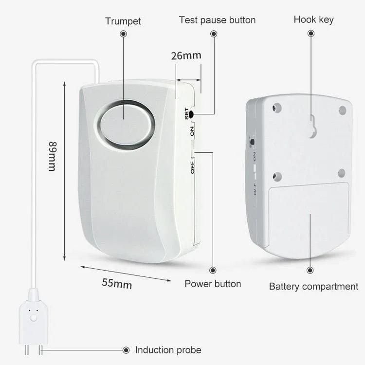 130dB Water Leakage Alarm Detector Sensor Detection Flood Alert Overflow Home Security Alarm System - Trustpick