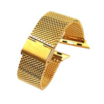 304 stainless steel apple watch band in gold mesh design with secure clasp for comfortable fit.
