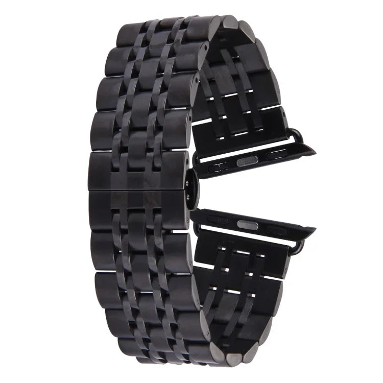 20mm Women Hidden Butterfly Buckle 7 Beads Stainless Steel Watch Band For Apple Watch 38mm(Silver Gold), 20mm Women