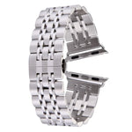 20mm Women Hidden Butterfly Buckle 7 Beads Stainless Steel Watch Band For Apple Watch 38mm(Silver Gold), 20mm Women