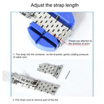 20mm Women Hidden Butterfly Buckle 7 Beads Stainless Steel Watch Band For Apple Watch 38mm(Silver Gold), 20mm Women