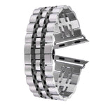 Hidden Butterfly Buckle 7 Beads Stainless Steel Watch Band For Apple Watch 42mm(Silver Gold), 20mm Women