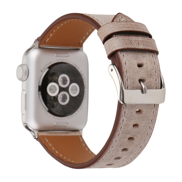 For Apple Watch Series 10 42mm / 9&8&7 41mm / SE 3&SE 2&6&SE&5&4 40mm / 3&2&1 38mm Fresh Style Genuine Leather Watch Band, 38mm