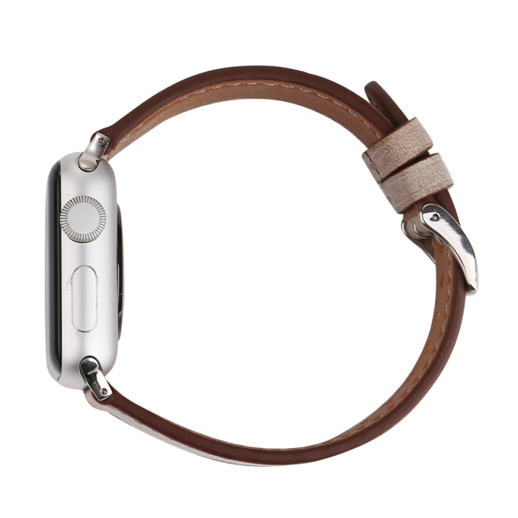 For Apple Watch Series 10 42mm / 9&8&7 41mm / SE 3&SE 2&6&SE&5&4 40mm / 3&2&1 38mm Fresh Style Genuine Leather Watch Band, 38mm