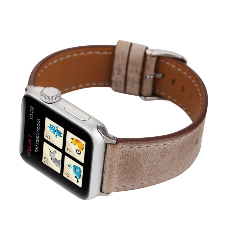 For Apple Watch Series 10 42mm / 9&8&7 41mm / SE 3&SE 2&6&SE&5&4 40mm / 3&2&1 38mm Fresh Style Genuine Leather Watch Band, 38mm