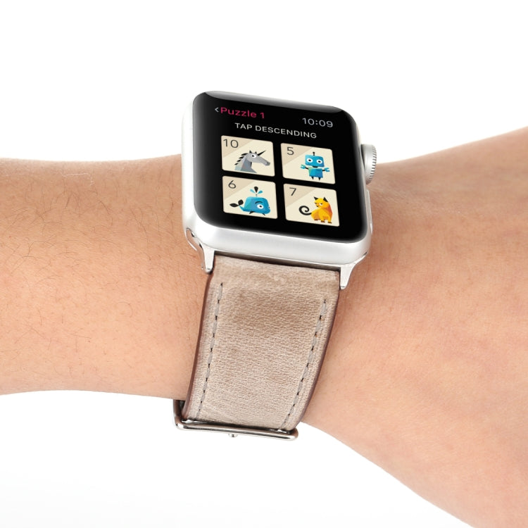 For Apple Watch Series 10 42mm / 9&8&7 41mm / SE 3&SE 2&6&SE&5&4 40mm / 3&2&1 38mm Fresh Style Genuine Leather Watch Band, 38mm