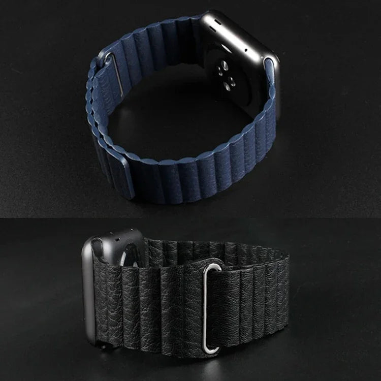 For Apple Watch 42mm Loop Magnetic Closure Clasp PU Leather Watch Band