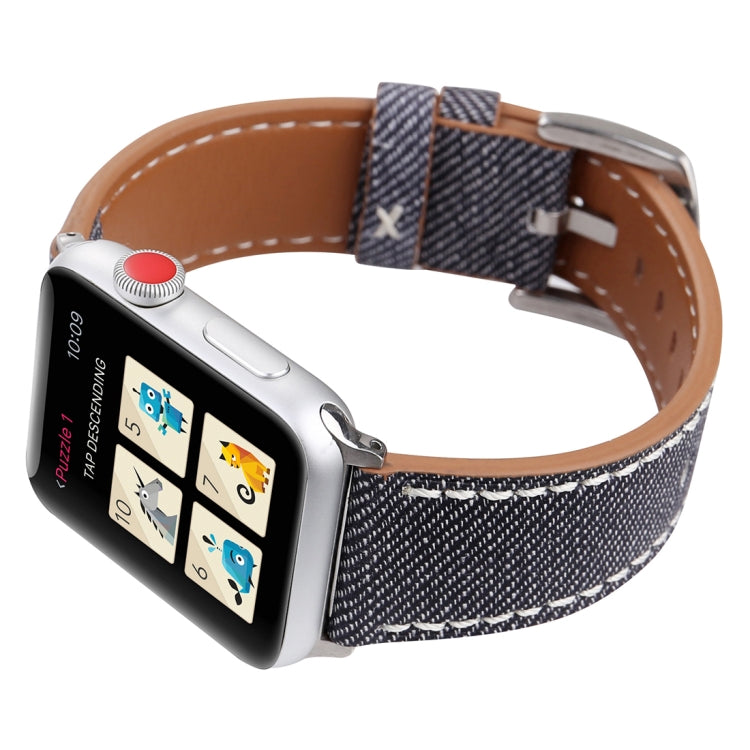 For Apple Watch Ultra 49mm&Watch Ultra 2 49mm / Series 10 46mm / 9&8&7 45mm / SE 3&SE 2&6&SE&5&4 44mm / 3&2&1 42mm Simple Fashion Genuine Leather Cowboy Pattern Watch Band, 42mm