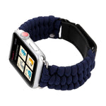 Magic Paste Genuine Leather Umbrella Rope Nylon Wrist Watch Band with Stainless Steel Buckle for Apple Watch Ultra 49mm&Watch Ultra 2 49mm / Series 10 46mm / 9&8&7 45mm / SE 3&SE 2&6&SE&5&4 44mm / 3&2&1 42mm, 7 45mm / 6&SE&5&4 44mm / 3&2&1 42mm