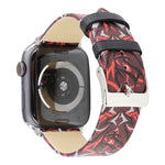 Thorns Printing Genuine Leather Watch Band for Apple Watch Series 10 42mm / 9&8&7 41mm / SE 3&SE 2&6&SE&5&4 40mm / 3&2&1 38mm, 40mm