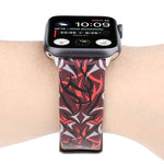 Thorns Printing Genuine Leather Watch Band for Apple Watch Series 10 42mm / 9&8&7 41mm / SE 3&SE 2&6&SE&5&4 40mm / 3&2&1 38mm, 40mm