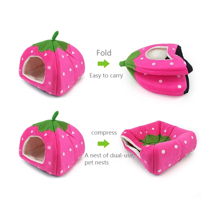 Strawberry Shaped Foldable Short Plush Pet House Nest, Size: L, Purple, Size L, Red, Size L, Pink, Size L