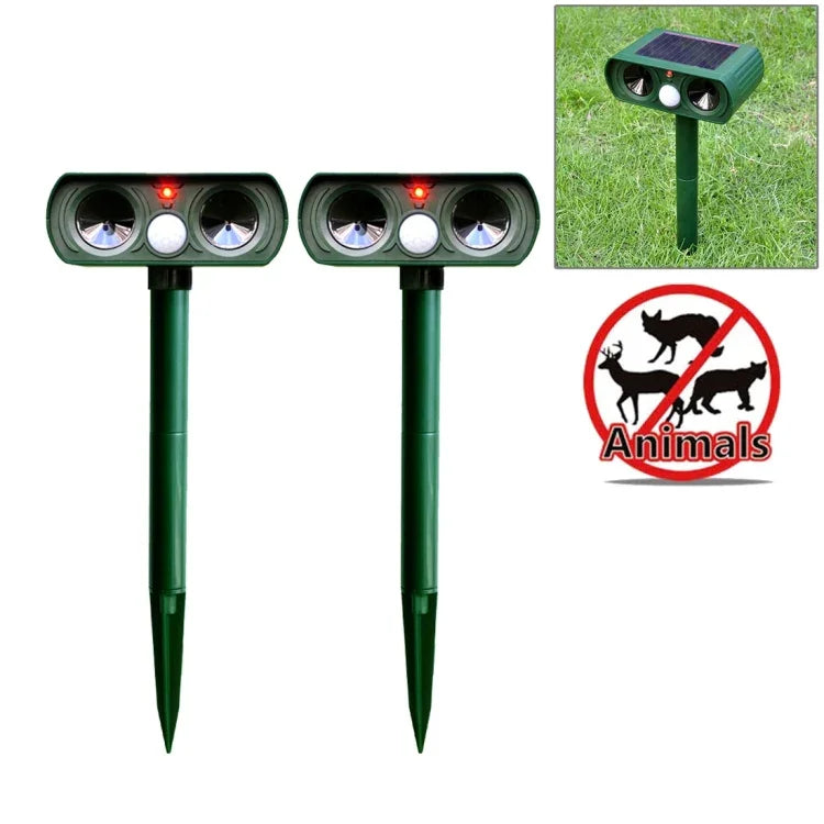 2 PCS Powerful Ultrasonic Solar-powered Animal Repeller With PIR Sensor & Light Sensor, Got the CE / ROHS Certification, 2PCS RC-510