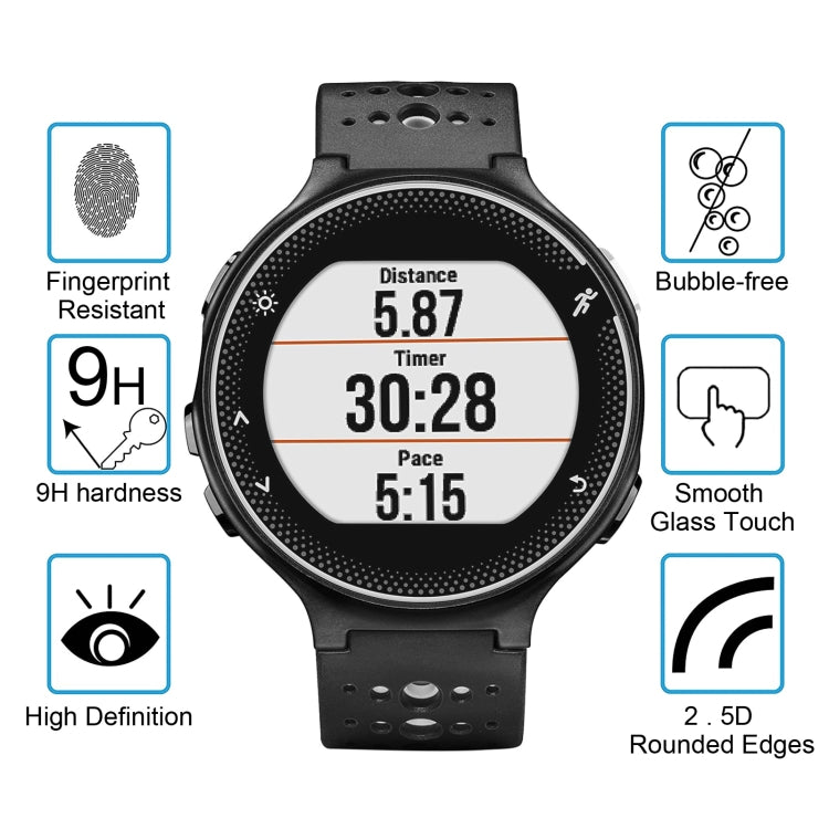 For Garmin Forerunner 235 0.26mm 2.5D 9H Tempered Glass Film Screen Protector, For Garmin Forerunner 235