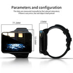 Parameters and configuration of LOKMAT 4G smart watch showing dimensions and design features.