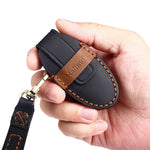 For Nissan 5-button Horn Hallmo Car Cowhide Leather Key Protective Cover Key Case, C068