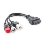 For Honda / Yamaha 3 in 1 OBDII Female to 3 Pin+4 Pin+6 Pin Motorcycle Connector Cable, For Honda / Yamaha (Red)