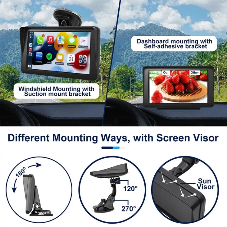 P701S 7 inch Portable Touch Display Wireless Car Navigator Smart CarPlay Bluetooth Reversing Image, P701S