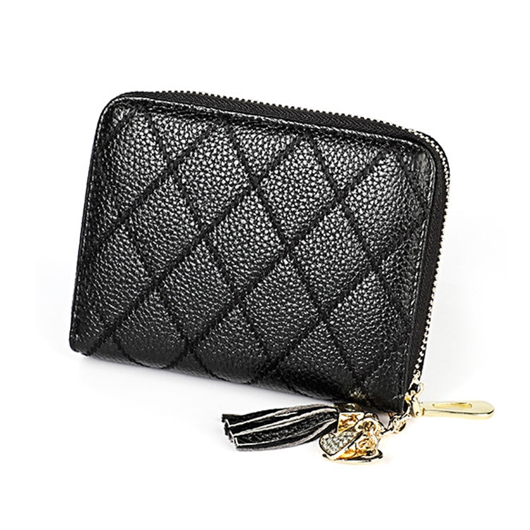 KB213 Diamond Texture Zipper Cowhide Leather Double Row Organ Shape Multiple Card Slots Anti-magnetic RFID Wallet Clutch Bag for Ladies, KB213 Black, KB213 Pink, KB213 Blue, KB213 Light Pink, KB213 Rose Red