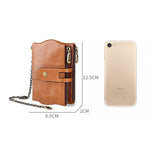 LT3539 Cowhide Leather Zipper Buckle Anti-magnetic RFID Wallet Clutch Bag for Men, with Card Slots & Shoulder Strap, LT3539 Shoulder Strap Blue, LT3539 Strap Red, LT3539 Yellowish-brown