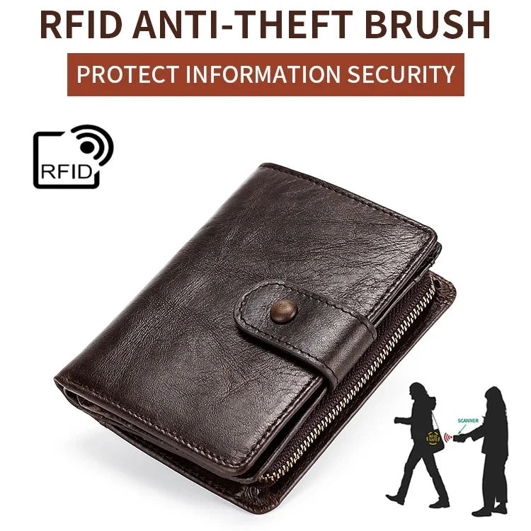 TP-201 Crazy Horse Leather Multi-functional Lather RFID Clasp Retro Wallet, TP-201