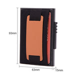 X-32C Automatically Pop-up Card Type Anti-magnetic RFID Anti-theft Men Aluminum Alloy A Dial Button Elastic Bag Wallet with PU Leather Strap, X-32C A Dial Button Black, X-32C A Dial Button  Silver