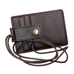 KB153 Antimagnetic RFID Leather Card Holder ID Card Badge with Lanyard