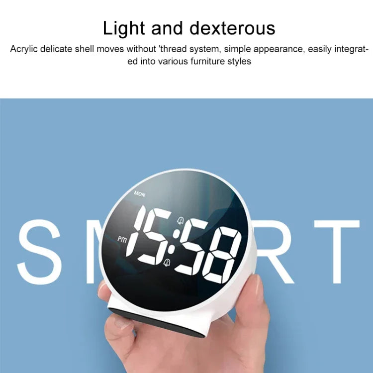 8816 LED Mirror Round Dual-purpose Alarm Clock, 8816(Black), 8816(White)