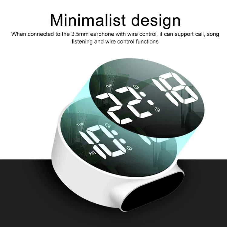 8816 LED Mirror Round Dual-purpose Alarm Clock, 8816(Black), 8816(White)