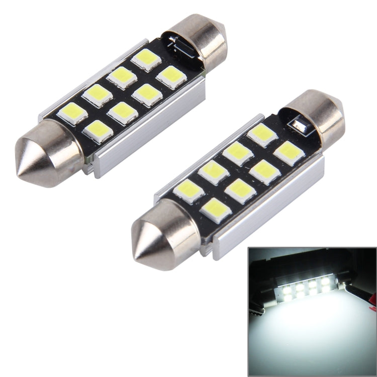 2 PCS 39mm Festoon 3W 300LM White Light 8 LED 3528 SMD Canbus Error-Free Car Reading Lamps, DC 12, 39mm