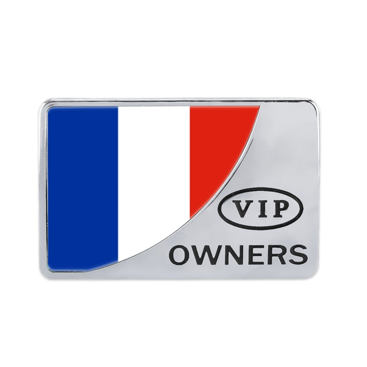 Universal Car France Flag Rectangle Shape VIP Metal Decorative Sticker, France Flag (Gold), France Flag (Silver)