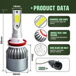 2pcs H8/H11 18W 1800LM 6000K Waterproof IP68 Car Auto LED Headlight with 2 COB LED Lamps, DC 9-36V, H8/H11