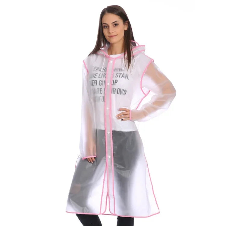 EVA Edging Conjoined Poncho Edge Design Transparent Hat Brim Rain Covers Waterproof Outdoor Raincoat, Size: L, Suitable for 150-170cm Height(Pink), Size: L