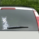 Vehicle Car Rear Windshield Window Wiper Reflective Self-Adhesive Cat Moving Tail Vinyl Decal Sticker, Frowning Cat, Smiling Cat