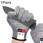 A Pair Cut-resistant Gardening Gloves HPPE Food-grade 5-Level Anti-cutting Anti-wear Safety Working Gloves, Size: L, Length: 24cm, Size: L/Black, Size: L/White