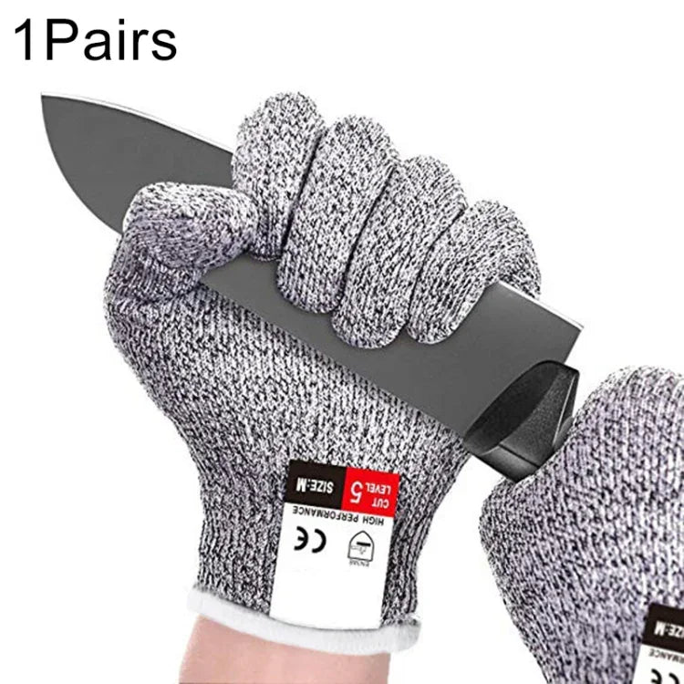 A Pair Cut-resistant Gardening Gloves HPPE Food-grade 5-Level Anti-cutting Anti-wear Safety Working Gloves, Size: XL, Length: 26cm, Size: XL/Black, Size: XL/White