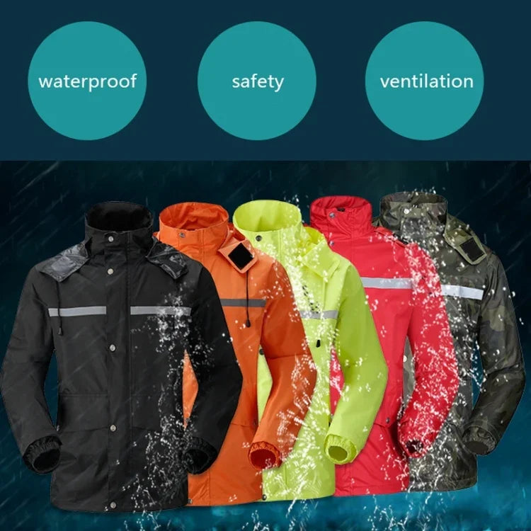 Durable Reflective Motorcycle Split Raincoat Pants Riding Bicycle Electric Bike Windproof Waterproof Rain Wear for Adult, Size: 2XL(Red), Size: 2XL