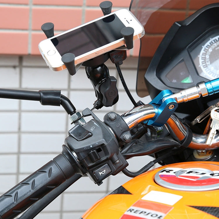 Universal 12V Motorcycle USB Phone Charger with Holder, Suitable for 3.5-6.5 inch Smartphones, X-3