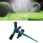 Automatic 360 Rotating Adjustable Garden Water Sprinklers Lawn Irrigation System with 3 Arm Sprayers and Spike Base, 360 Rotating Water Sprinkler (Blue), 360 Rotating Water Sprinkler (Green)