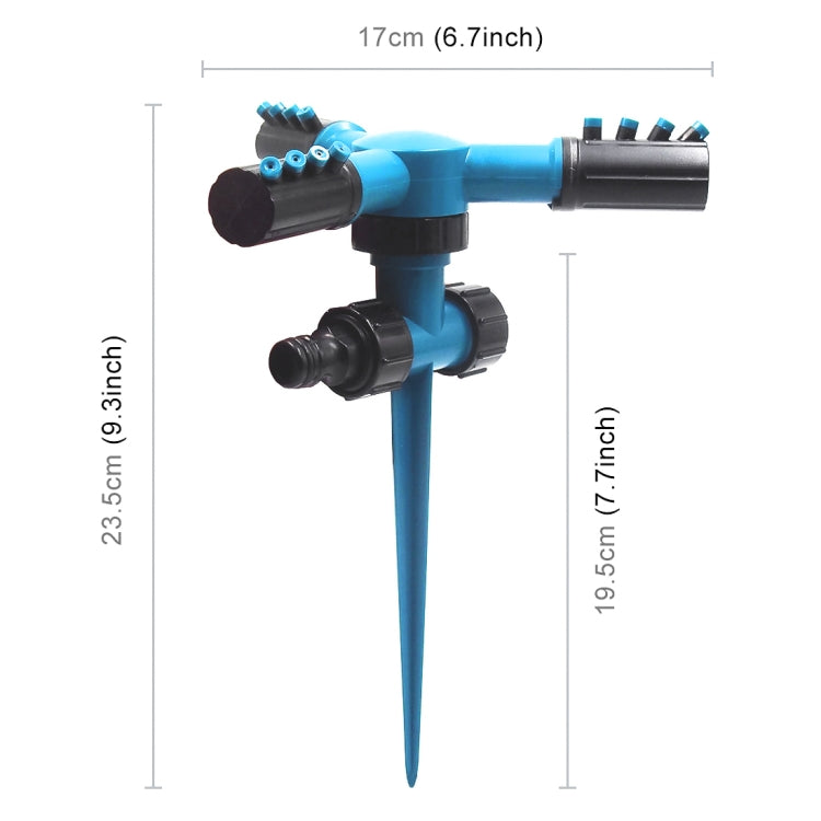 Automatic 360 Rotating Adjustable Garden Water Sprinklers Lawn Irrigation System with 3 Arm Sprayers and Spike Base, 360 Rotating Water Sprinkler (Blue), 360 Rotating Water Sprinkler (Green)