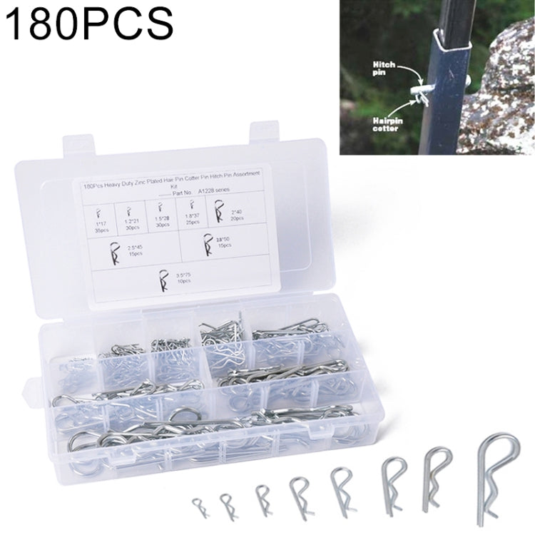 180 PCS Heavy Duty Zinc Plated Cotter R Tractor Clip Pin for Car / Boat / Garages, 180 PCS