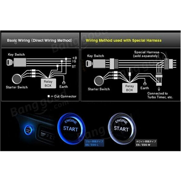 One-button Start Starter Switch with Illumination Engine Start Pivot Illumination Starter with Lighting, With Blue Lighting, With Red Lighting
