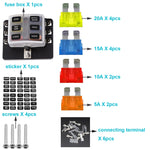 1 in 6 Out Fuse Box PC Terminal Block Fuse Holder Kits with LED Warning Indicator for Auto Car Truck Boat, 1 in 6 Out (PC Terminal Block)