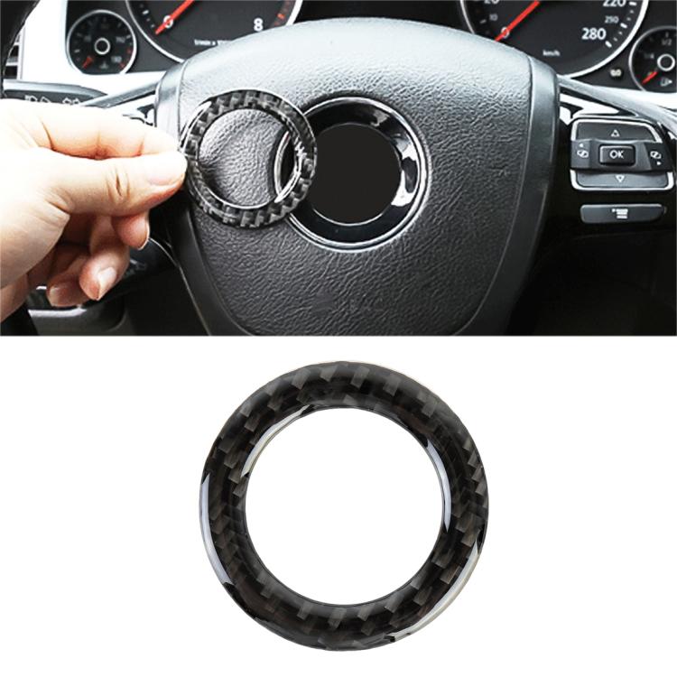 Car Carbon Fiber Steering Wheel Middle Frame Decorative Sticker for Volkswagen Touareg, Steering Wheel Middle Frame