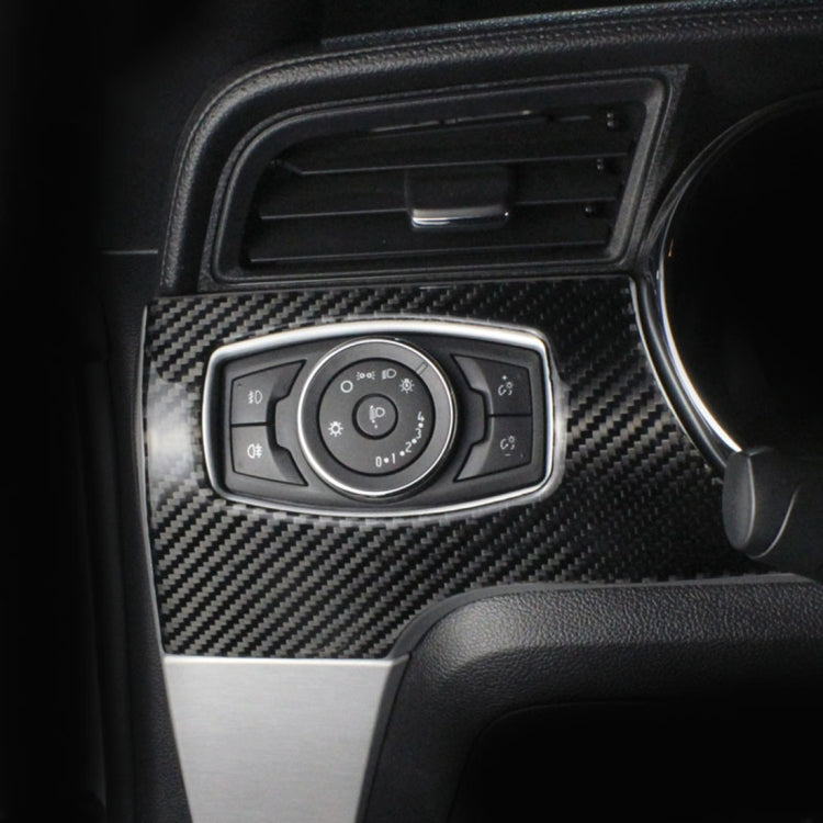 Car Carbon Fiber Headlight Switch Panel Decorative Sticker for Ford Mustang 2015-2020, Headlight Switch