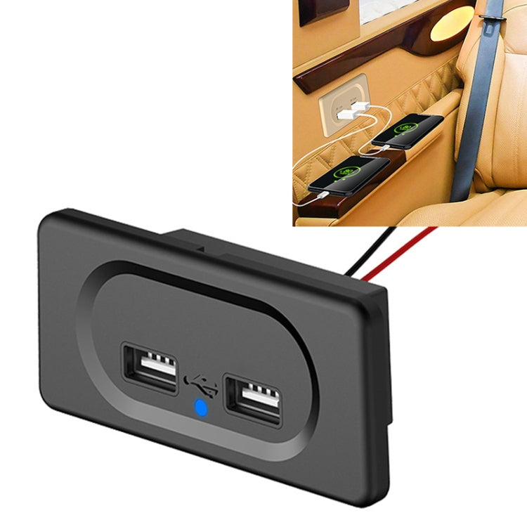 4.8A Short Cable RV Bus Modified Car Charger Dual USB Charger, 4.8A