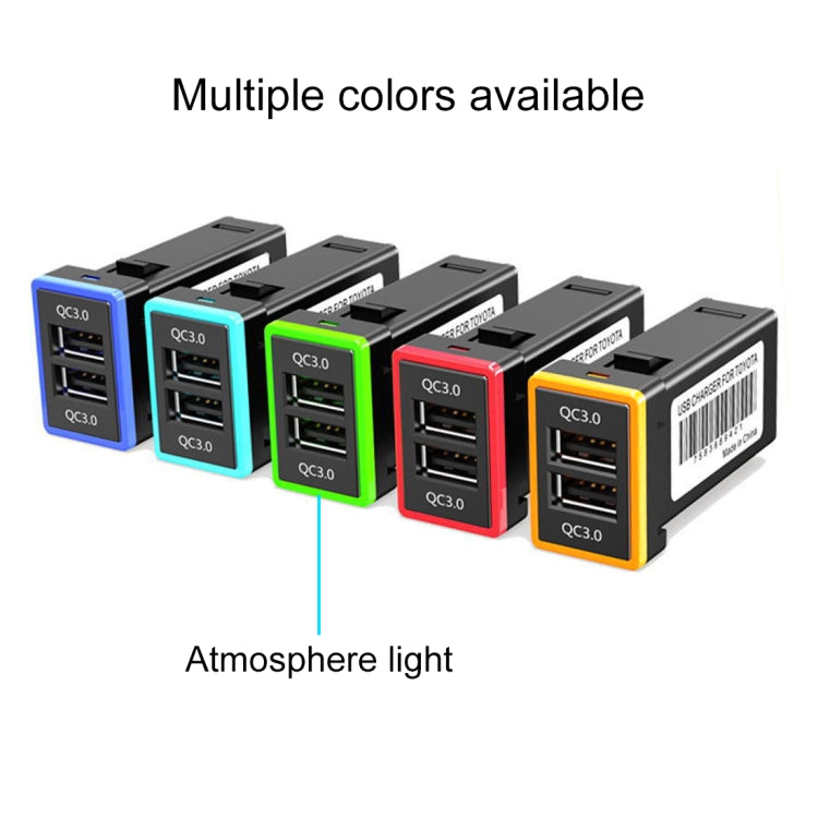 Car QC3.0 Fast Charge USB Interface Modification Charger for Toyota, Fuse to Take Power, Fuse (Ice Blue Light), Fuse (Blue Light), Fuse (Green Light), Fuse (Orange Light), Fuse (Red Light)