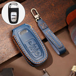 Hallmo Car Cowhide Leather Key Protective Cover Key Case for Audi A6L / A8L / A4 / A7 / A5 B Style, For Audi A6L B Style